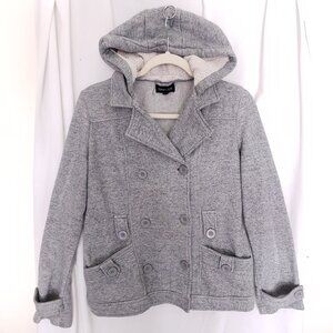 New Look Grey Cute Long Sleeve Button Hoodie Sweater w/ Pocket Size M